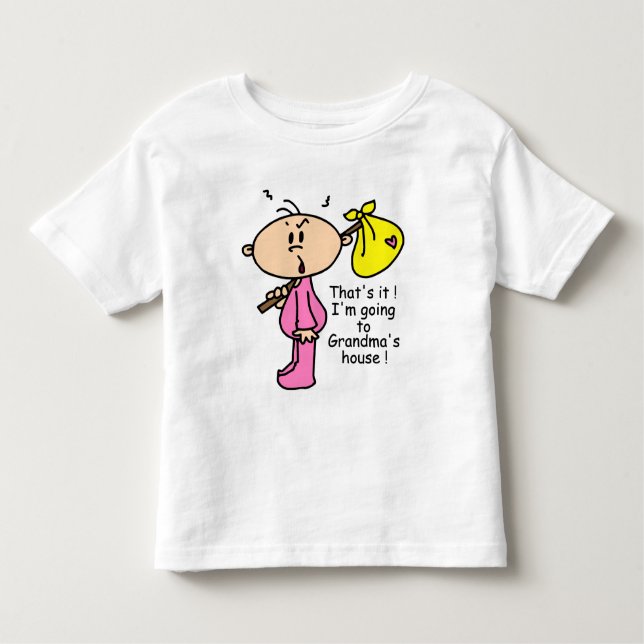 Camiseta Infantil Ir ao bebê da casa da avó (rosa) (Frente)