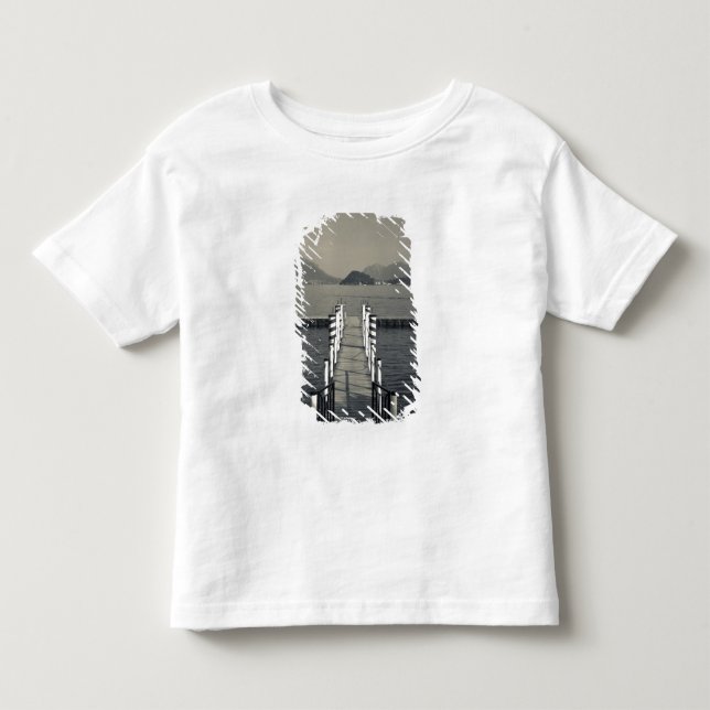 Camiseta Infantil Itália, Como Province, Tremezzo. Píer de lago. (Frente)