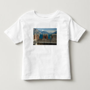 Camiseta Infantil Itália, Malcesine, vista do castelo do Lago
