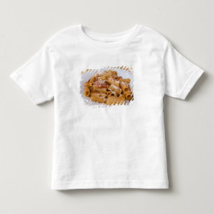 Camiseta Infantil Itália, Positano. Placa de exibição de rigatoni.