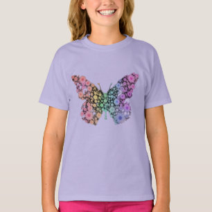 Camiseta Infantil Jardim de Flores Borboleta Flora