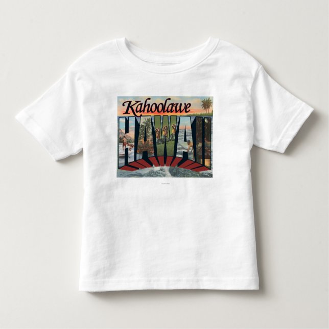 Camiseta Infantil Kahoolawe, Havaí - grandes cenas da letra (Frente)