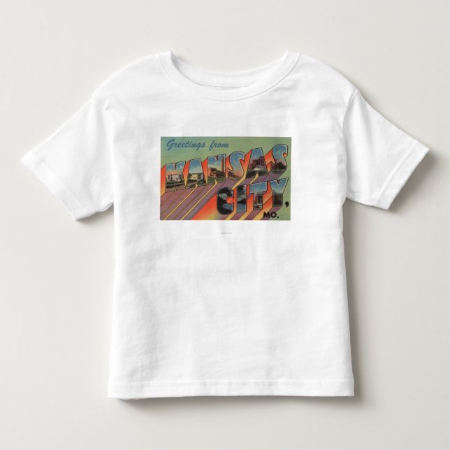Camiseta Infantil Kansas City, Missouri - grandes cenas da letra (Frente)