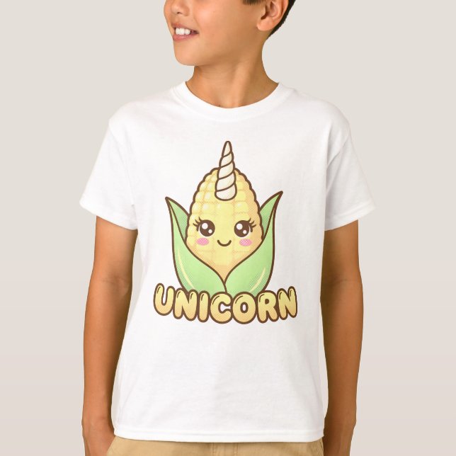 Camiseta Infantil Kawaii com Piada de Unicórnio Fo (Frente)