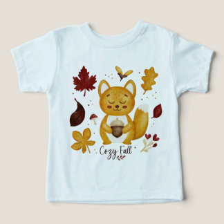 Camiseta Infantil Kawaii Esquilo Outono Aconchegan