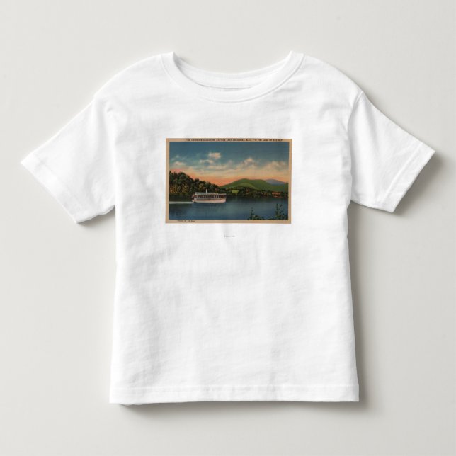 Camiseta Infantil Lago Junaluska, NC - vista do barco Cherokee (Frente)