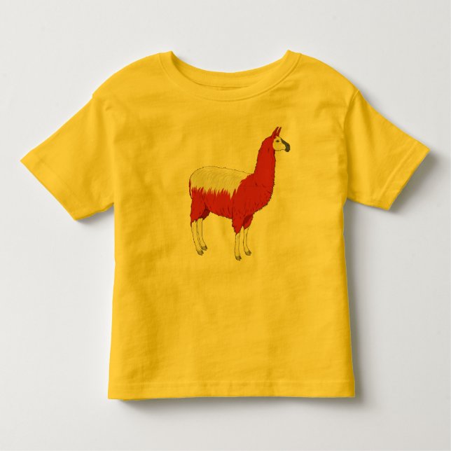 Camiseta Infantil Lama vermelho engraçado (Frente)