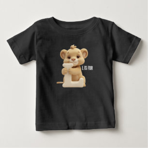 Camiseta Infantil Leão Fofo Letra L Alfabeto Ani