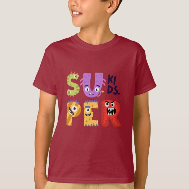 Camiseta Infantil Letras de Monstro Ilustrativas C (Frente)