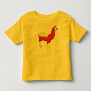 Camiseta Infantil Lhama Vermelha Engraçada