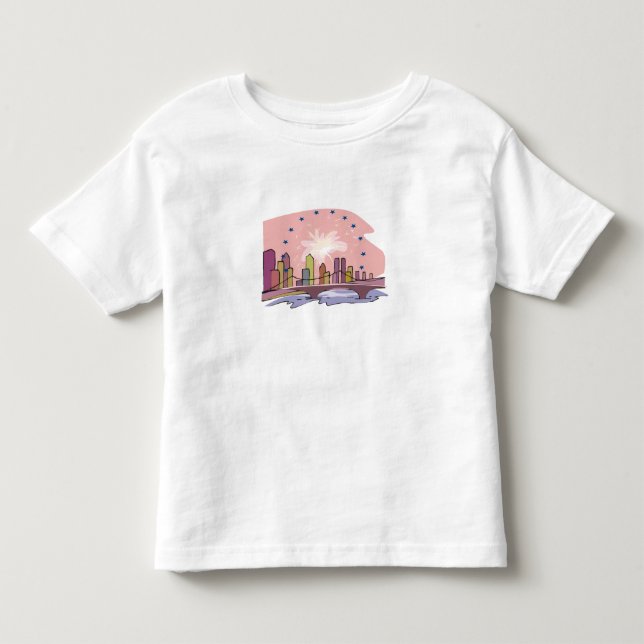 Camiseta Infantil Linha Skyline da Cidade (Frente)