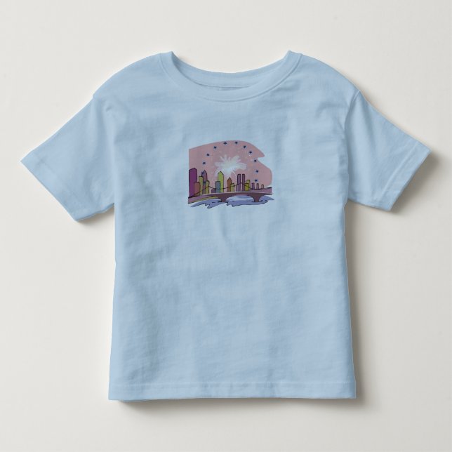 Camiseta Infantil Linha Skyline da Cidade (Frente)