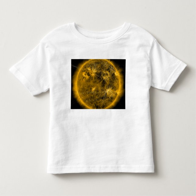 Camiseta Infantil Linhas de campo magnético no Sol (Frente)