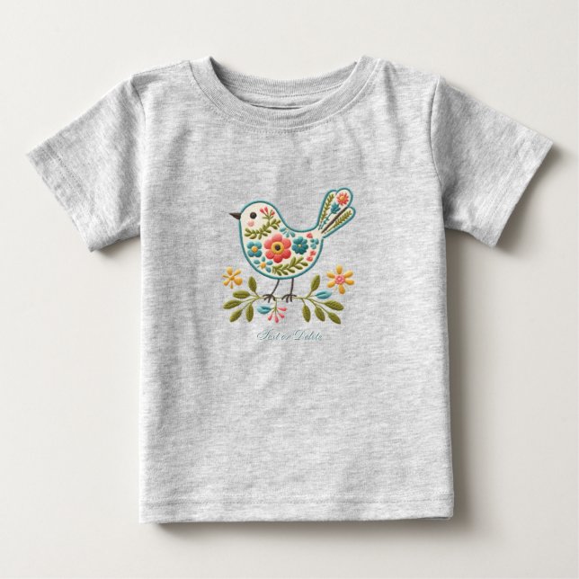 Camiseta Infantil Little Bird Floral Green Leaves (Frente)