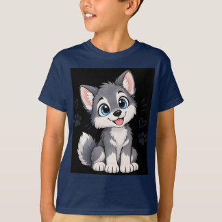 Camiseta Infantil Lobo Filhote Kawaii Fofa