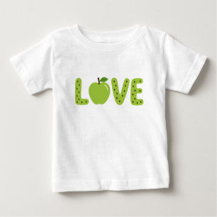 Camiseta Infantil LOVE de Maçã Verde Fofa
