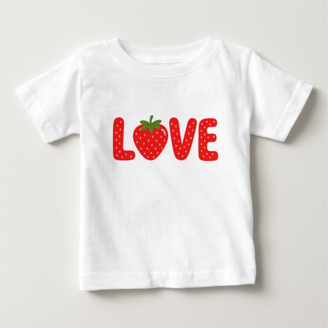 Camiseta Infantil LOVE de Morango Fofa (Frente)