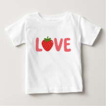 Camiseta Infantil LOVE de Morango Fofa