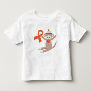Camiseta Infantil Macaco alaranjado da peúga da fita da consciência