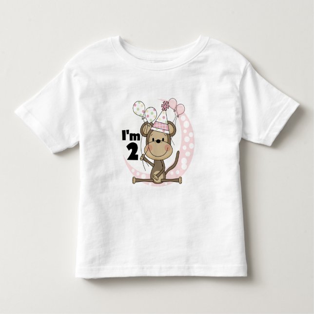 Camiseta Infantil Macaco-Garota no segundo aniversário do Chapéu Fes (Frente)
