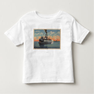 Camiseta Infantil Mackinac, MI - vista do navio a vapor de Sainte