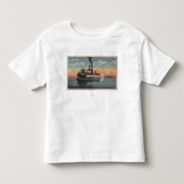Camiseta Infantil Mackinac, MI - vista do navio a vapor de Sainte (Frente)