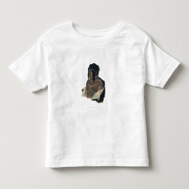 Camiseta Infantil Mahsette-Kuiuab, chefe dos indianos do Cree, placa (Frente)