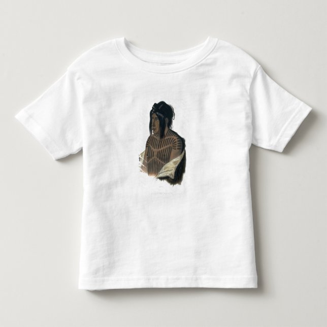 Camiseta Infantil Mahsette-Kuiuab, chefe dos indianos do Cree, placa (Frente)