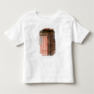 Camiseta Infantil Maine, bandeira americana desvanecida na porta do