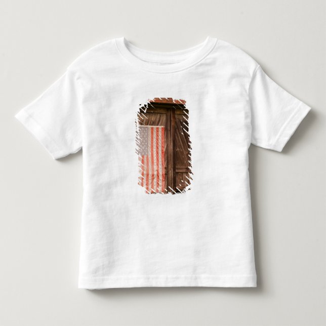 Camiseta Infantil Maine, bandeira americana desvanecida na porta do (Frente)