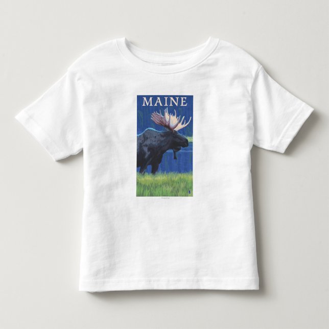 Camiseta Infantil MaineMoose no luar (Frente)