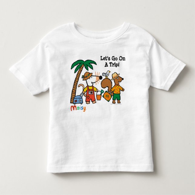 Camiseta Infantil Maisy e Cyril com a palmeira na praia (Frente)