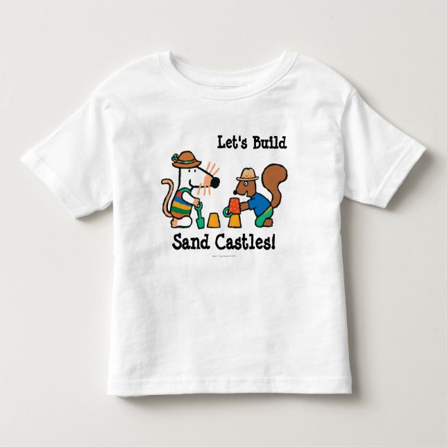 Camiseta Infantil Maisy e Cyril constroem um castelo da areia (Frente)