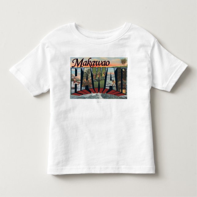 Camiseta Infantil Makawao, Havaí - grandes cenas da letra (Frente)