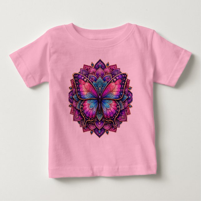Camiseta Infantil Mandala Borboleta | Colorida (Frente)