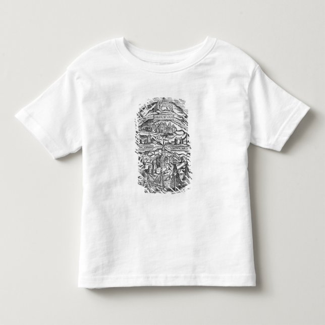 Camiseta Infantil Mapa da ilha de Utopia, frontispiece do livro (Frente)