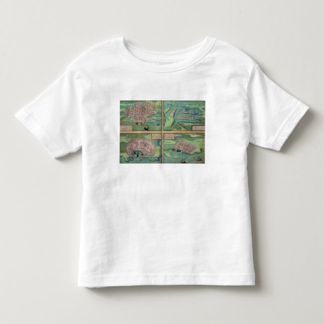 Camiseta Infantil Mapa de Calais, de Malta, de Rodes, e de (Frente)