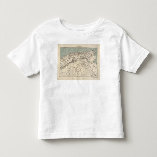 Camiseta Infantil Mapa do atlas de Argélia (Frente)