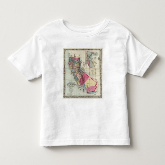Camiseta Infantil Mapa oficial dos Estados da Califórnia (Frente)