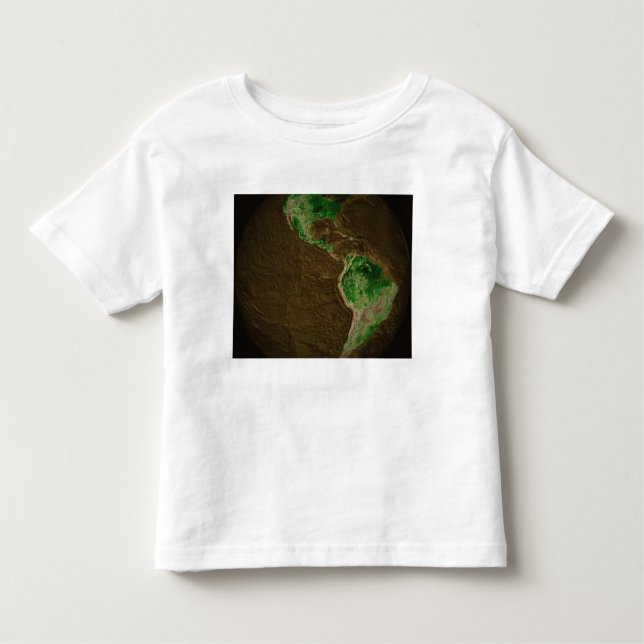 Camiseta Infantil Mapa topográfico da Terra (Frente)