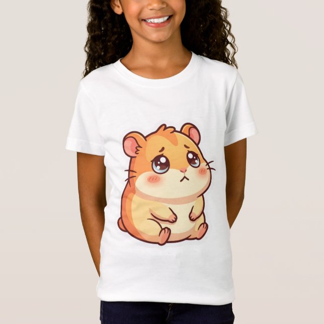 Camiseta Infantil Meme de Hamster Chibi Triste Fof (Frente)