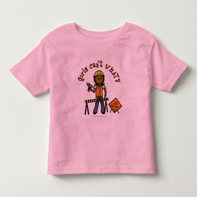 Camiseta Infantil Menina de Construção Escura (Frente)