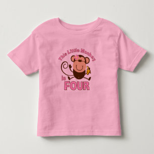 Camiseta Infantil Menina do Macaco 4º Aniversário