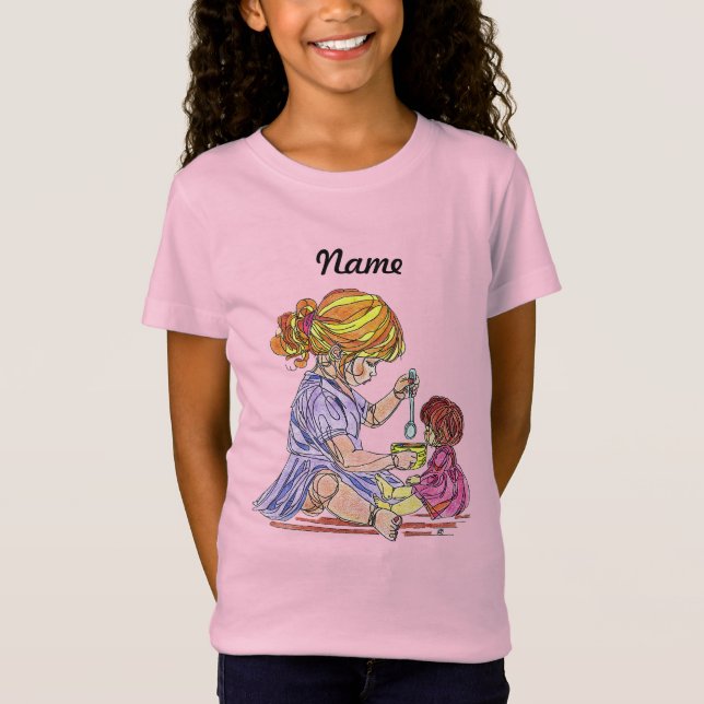 Camiseta Infantil Menina e Boneca (Frente)