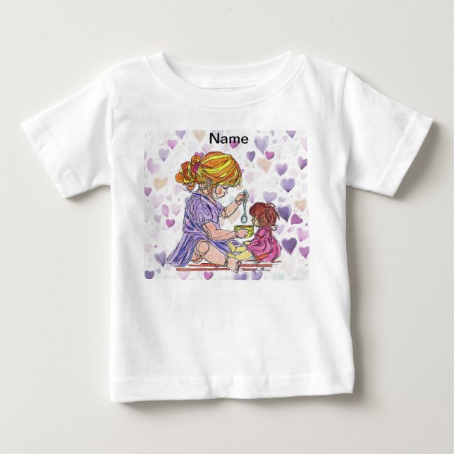 Camiseta Infantil Menina e Boneca  (Frente)