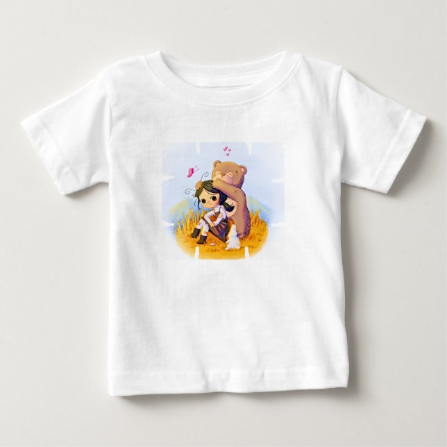 Camiseta Infantil Menina e Urso (Frente)
