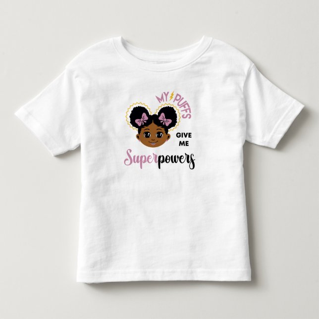 Camiseta Infantil Menina Negra Superpoderosa Afro  (Frente)