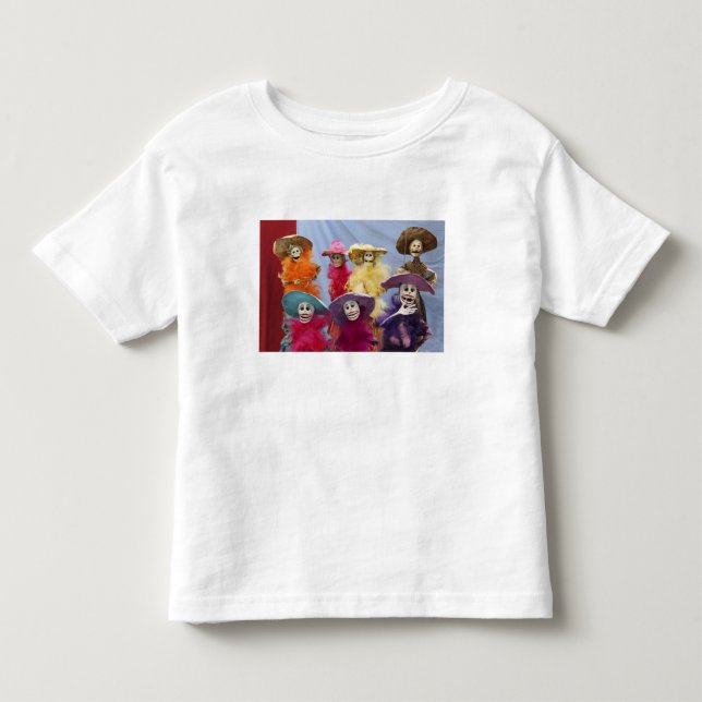 Camiseta Infantil México. Catrinas Esqueletais, figuras celebrando (Frente)