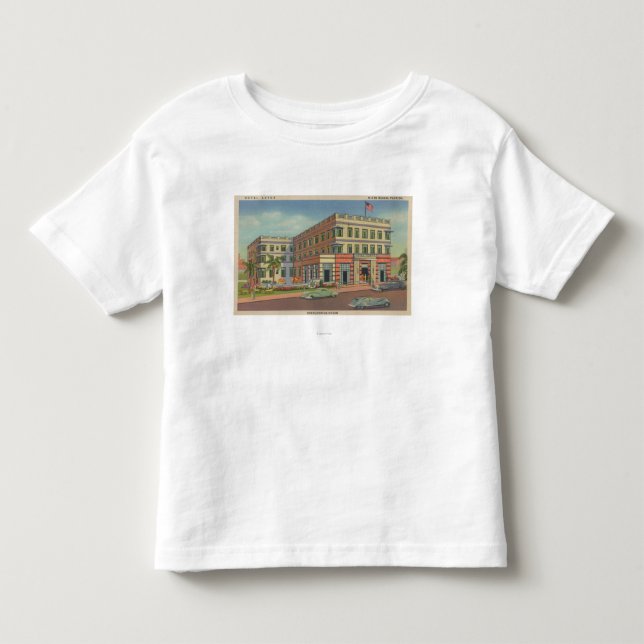 Camiseta Infantil Miami, Florida - vista exterior do hotel Astor (Frente)
