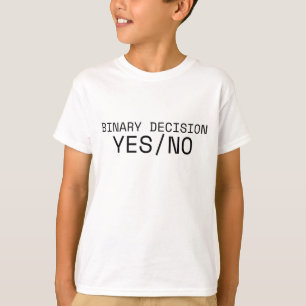 Camiseta Infantil Minimalista Sim Não Decisão Biná